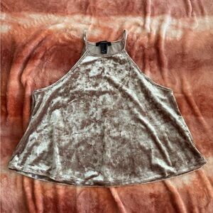 Forever 21 Velvet Halter Tank Top - Gold